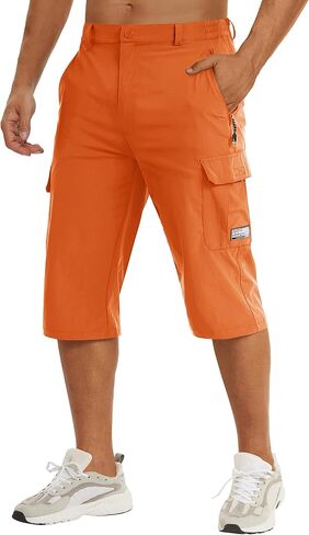 TACVASEN Men's Capri Pants Long Shorts Below Knee Cargo Shorts 3/4 Hiking Lightweight Quick Dry with Pockets for Workout in Saudi Arabia