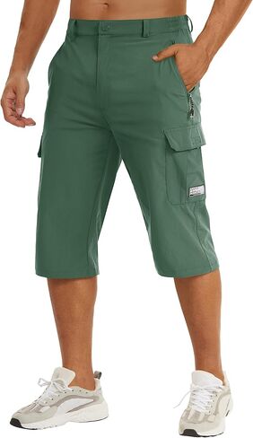 TACVASEN Men's Capri Pants Long Shorts Below Knee Cargo Shorts 3/4 Hiking Lightweight Quick Dry with Pockets for Workout in Saudi Arabia
