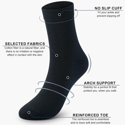 CHARMKING 6 Pairs Crew Socks for Women Soft Cotton Bootie Socks Moisture-wicking Casual Socks Non Slip Above Ankle in Kuwait