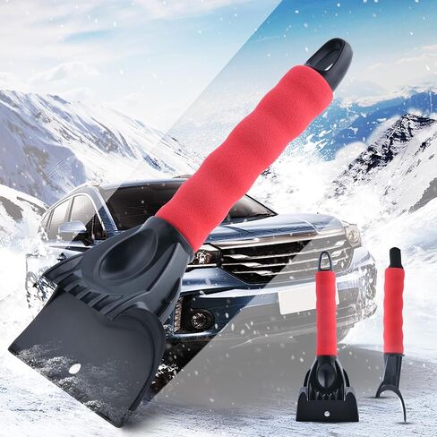 CHANGE MOORE Ice Scrapers for Car Windshield 2 Pack, Snow Brush Scrapers Car Window Frost Removal with Foam Handle, Windshield Frost Scraper for Car Truck SUV Window and Windshield (Red + Black) in Saudi Arabia