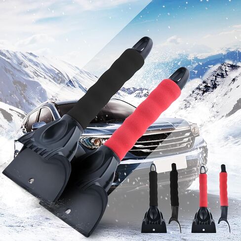 CHANGE MOORE Ice Scrapers for Car Windshield 2 Pack, Snow Brush Scrapers Car Window Frost Removal with Foam Handle, Windshield Frost Scraper for Car Truck SUV Window and Windshield (Red + Black) in Saudi Arabia