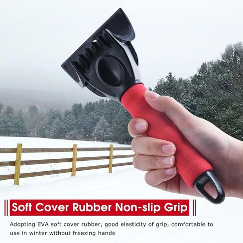 CHANGE MOORE Ice Scrapers for Car Windshield 2 Pack, Snow Brush Scrapers Car Window Frost Removal with Foam Handle, Windshield Frost Scraper for Car Truck SUV Window and Windshield (Red + Black) in Saudi Arabia
