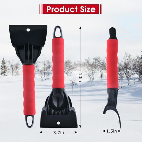 CHANGE MOORE Ice Scrapers for Car Windshield 2 Pack, Snow Brush Scrapers Car Window Frost Removal with Foam Handle, Windshield Frost Scraper for Car Truck SUV Window and Windshield (Red + Black) in Saudi Arabia