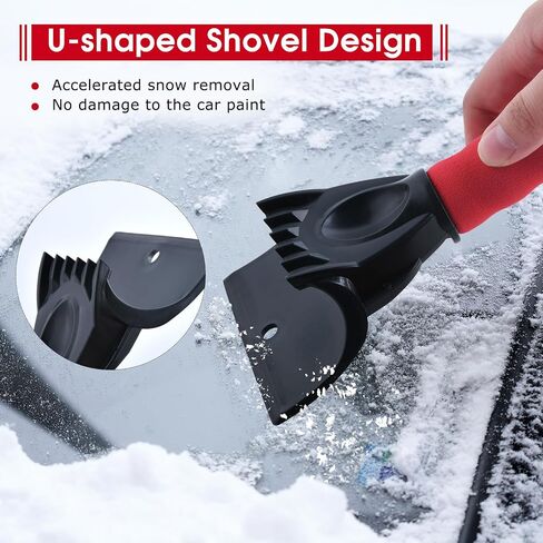 CHANGE MOORE Ice Scrapers for Car Windshield 2 Pack, Snow Brush Scrapers Car Window Frost Removal with Foam Handle, Windshield Frost Scraper for Car Truck SUV Window and Windshield (Red + Black) in Saudi Arabia