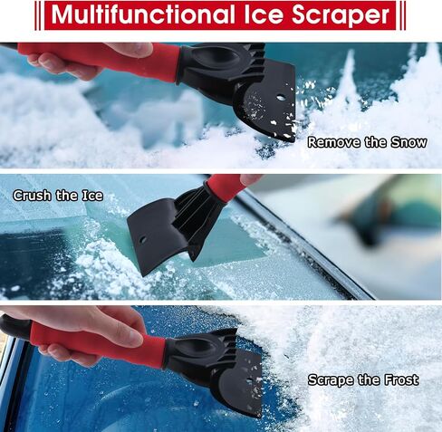 CHANGE MOORE Ice Scrapers for Car Windshield 2 Pack, Snow Brush Scrapers Car Window Frost Removal with Foam Handle, Windshield Frost Scraper for Car Truck SUV Window and Windshield (Red + Black) in Saudi Arabia