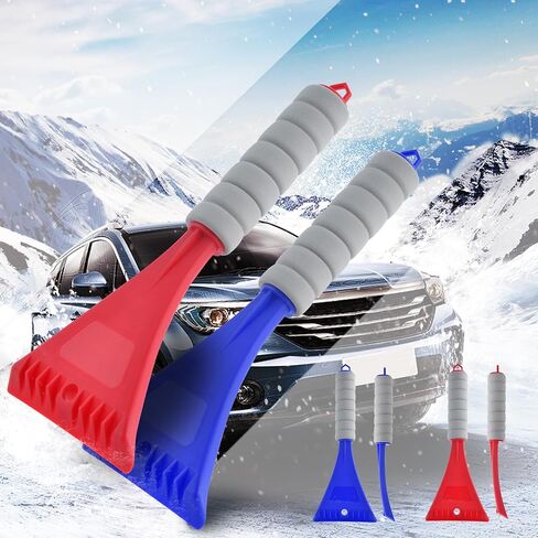CHANGE MOORE Ice Scrapers for Car Windshield 2 Pack, Snow Brush Scrapers Car Window Frost Removal with Foam Handle, Windshield Frost Scraper for Car Truck SUV Window and Windshield (Red + Black) in Saudi Arabia