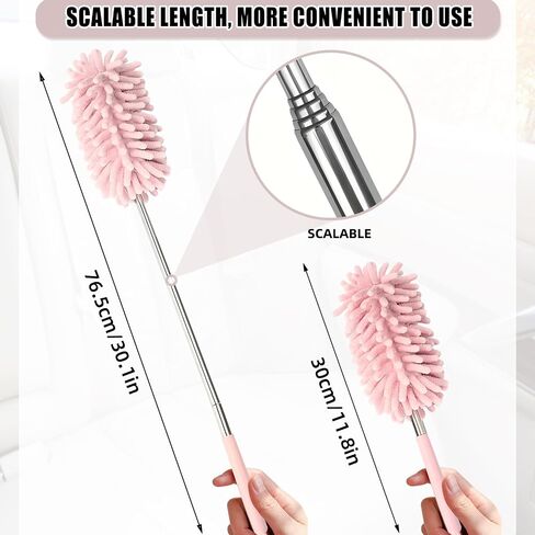 2Pcs Car Interior Duster with Extension Pole Soft Dash Vent Dusting Car Detailing Wash Brushes with Long Handle Duster Cleaner Tool New Car Must Haves for Car Cleaning Supplies (Pink) in Kuwait