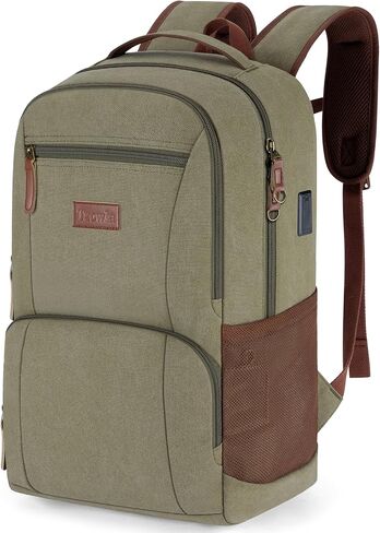 Tzowla Canvas Laptop College Backpack for Men and Women,Travel Work Vintage Rucksack with USB/Type-C Charging Port,Lightweight Hiking Casual Daypack Backpacks fit 15.6 inch Notebook,Black in Saudi Arabia