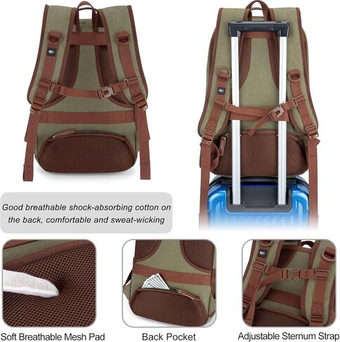 Tzowla Canvas Laptop College Backpack for Men and Women,Travel Work Vintage Rucksack with USB/Type-C Charging Port,Lightweight Hiking Casual Daypack Backpacks fit 15.6 inch Notebook,Black in Saudi Arabia