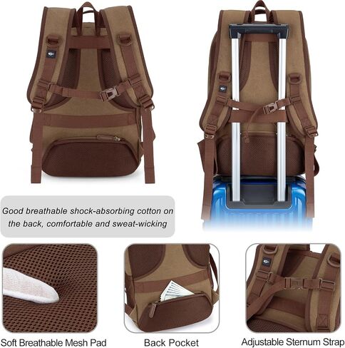 Tzowla Canvas Laptop College Backpack for Men and Women,Travel Work Vintage Rucksack with USB/Type-C Charging Port,Lightweight Hiking Casual Daypack Backpacks fit 15.6 inch Notebook,Black in Saudi Arabia