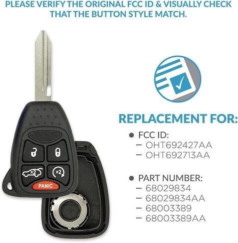 Keyless2Go Replacement for 5 Button Remote Key Shell Chrysler Jeep Dodge OHT692427AA- 2 Pack in Saudi Arabia