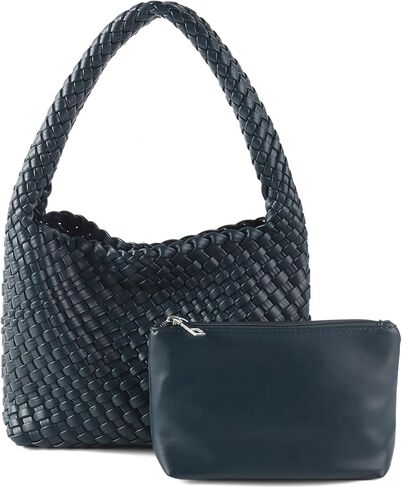 اليدوية حقيبة من القماش المرأة حقائب كتف نباتي حقيبة تسوق جلدية مع المحافظ المنسوجة حمل حقيبة حقيبة كتف حقيبة تحت الإبط in Kuwait