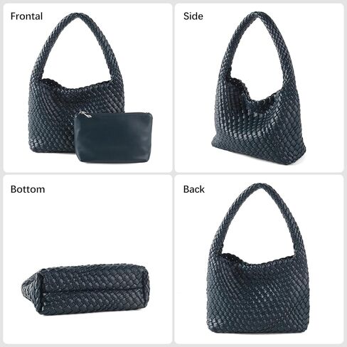 اليدوية حقيبة من القماش المرأة حقائب كتف نباتي حقيبة تسوق جلدية مع المحافظ المنسوجة حمل حقيبة حقيبة كتف حقيبة تحت الإبط in Kuwait