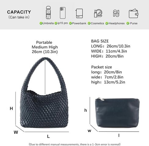 اليدوية حقيبة من القماش المرأة حقائب كتف نباتي حقيبة تسوق جلدية مع المحافظ المنسوجة حمل حقيبة حقيبة كتف حقيبة تحت الإبط in Kuwait