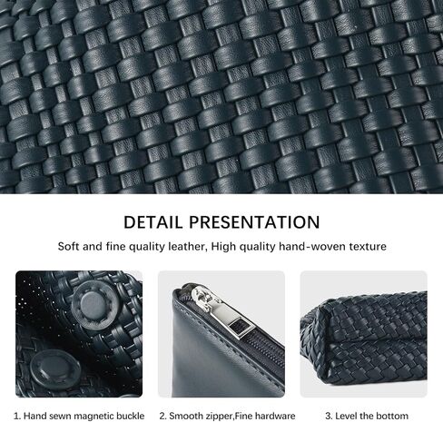 اليدوية حقيبة من القماش المرأة حقائب كتف نباتي حقيبة تسوق جلدية مع المحافظ المنسوجة حمل حقيبة حقيبة كتف حقيبة تحت الإبط in Kuwait