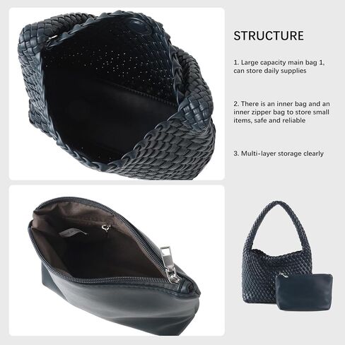 اليدوية حقيبة من القماش المرأة حقائب كتف نباتي حقيبة تسوق جلدية مع المحافظ المنسوجة حمل حقيبة حقيبة كتف حقيبة تحت الإبط in Kuwait