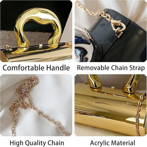 حقيبة يد أكريليك عصرية، محفظة أكريليك Y2K؛ محفظة يد سوداء/فضية/ذهبية للنساء in Kuwait