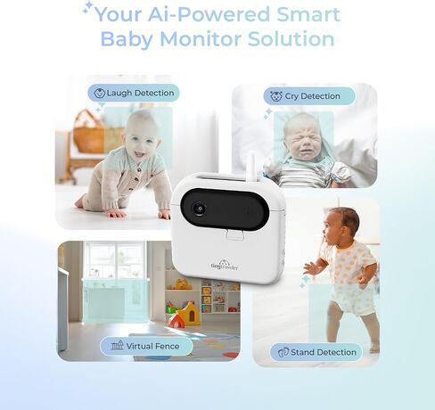 شاشة مراقبة الأطفال اللاسلكية الذكية Tiny Traveler Ai (TT006B) - تنبيهات السلامة التي تعمل بالذكاء الاصطناعي: اكتشاف البكاء/الضحك/الوقوف، سياج افتراضي، رؤية ليلية طويلة المدى 1000 قدم - ضوء ليلي - أسود in Kuwait