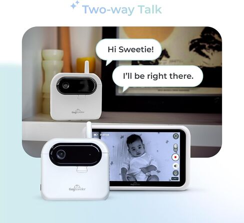 شاشة مراقبة الأطفال اللاسلكية الذكية Tiny Traveler Ai (TT006B) - تنبيهات السلامة التي تعمل بالذكاء الاصطناعي: اكتشاف البكاء/الضحك/الوقوف، سياج افتراضي، رؤية ليلية طويلة المدى 1000 قدم - ضوء ليلي - أسود in Kuwait