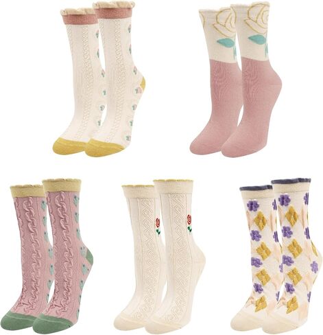 Benefeet Sox Womens Cute Socks Ruffle Socks Cotton Fashion Socks for Women Crew Turn Cuff Socks Funny Cool Summer Socks in Kuwait