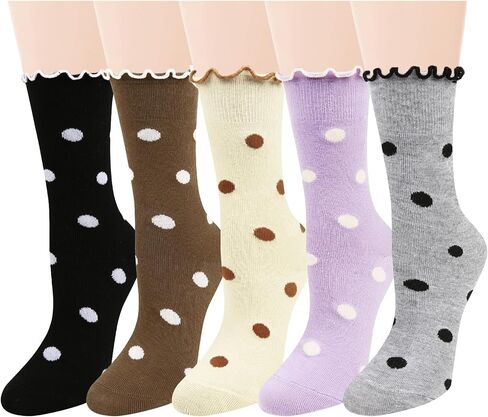 Benefeet Sox Womens Cute Socks Ruffle Socks Cotton Fashion Socks for Women Crew Turn Cuff Socks Funny Cool Summer Socks in Kuwait