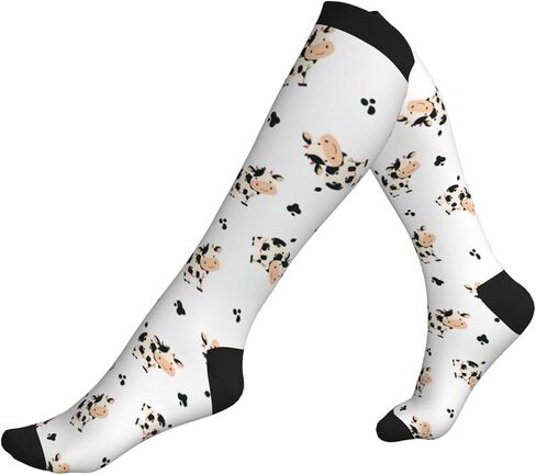 Cute Cow Compression Socks For Women & Men, Knee-High Support Circulation Socks For Running, Travel, Athletic in Saudi Arabia
