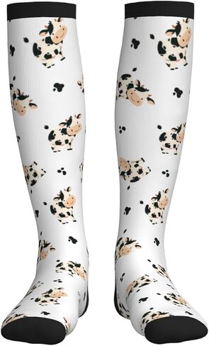 Cute Cow Compression Socks For Women & Men, Knee-High Support Circulation Socks For Running, Travel, Athletic in Saudi Arabia