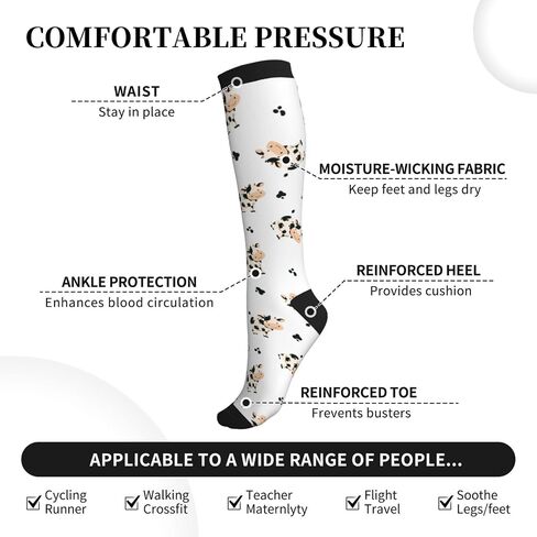 Cute Cow Compression Socks For Women & Men, Knee-High Support Circulation Socks For Running, Travel, Athletic in Saudi Arabia