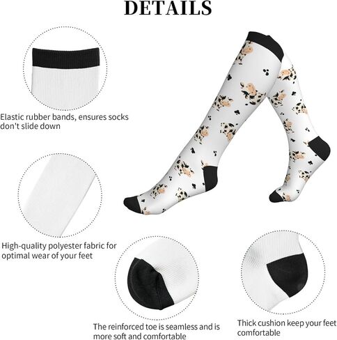Cute Cow Compression Socks For Women & Men, Knee-High Support Circulation Socks For Running, Travel, Athletic in Saudi Arabia