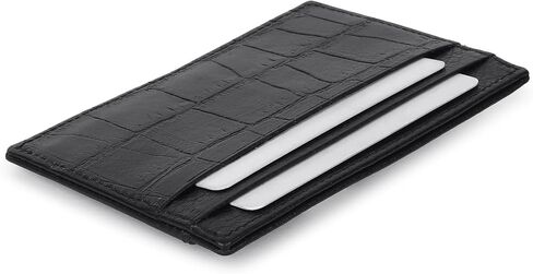 Genuine Leather Slim Card Holder Wallet for Men – Premium and Stylish Card Holder with Capacity for 7-10 Cards and Currency Compartment – Stylish and Functional Leather Wallet (BLACK) in Saudi Arabia