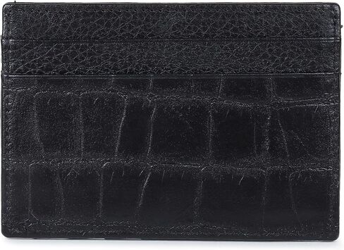 Genuine Leather Slim Card Holder Wallet for Men – Premium and Stylish Card Holder with Capacity for 7-10 Cards and Currency Compartment – Stylish and Functional Leather Wallet (BLACK) in Saudi Arabia