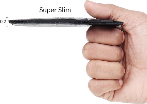 Genuine Leather Slim Card Holder Wallet for Men – Premium and Stylish Card Holder with Capacity for 7-10 Cards and Currency Compartment – Stylish and Functional Leather Wallet (BLACK) in Saudi Arabia