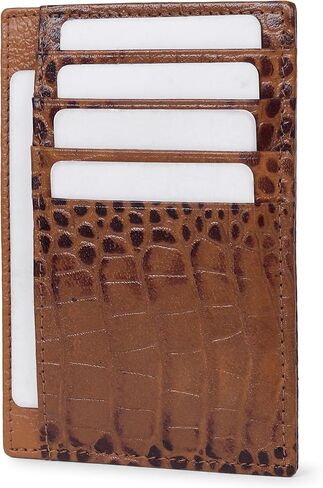 Genuine Leather Slim Card Holder Wallet for Men – Premium and Stylish Card Holder with Capacity for 7-10 Cards and Currency Compartment – Stylish and Functional Leather Wallet (BLACK) in Saudi Arabia
