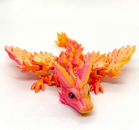 Laser Dreamy 3D Printed Dragon with Wings, Baby 3D Printed Dragons Table Flexible Wing Articulated Fidget Crystal Dragon Decors Home Office School Decoration in Saudi Arabia