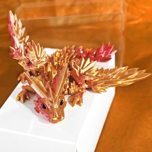 Laser Dreamy 3D Printed Dragon with Wings, Baby 3D Printed Dragons Table Flexible Wing Articulated Fidget Crystal Dragon Decors Home Office School Decoration in Saudi Arabia