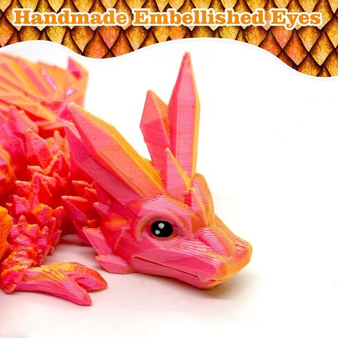 Laser Dreamy 3D Printed Dragon with Wings, Baby 3D Printed Dragons Table Flexible Wing Articulated Fidget Crystal Dragon Decors Home Office School Decoration in Saudi Arabia