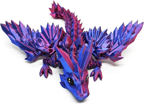 Laser Dreamy 3D Printed Dragon with Wings, Baby 3D Printed Dragons Table Flexible Wing Articulated Fidget Crystal Dragon Decors Home Office School Decoration in Saudi Arabia