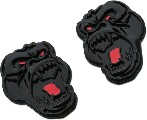 2Pcs Angry Gorilla Ape Emblems 3D Car Truck Motorcycles Side Rear Styling Decal Sticker Gorilla Badge Custom New (Glossy Black) in Kuwait