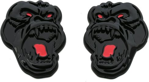 2Pcs Angry Gorilla Ape Emblems 3D Car Truck Motorcycles Side Rear Styling Decal Sticker Gorilla Badge Custom New (Glossy Black) in Kuwait