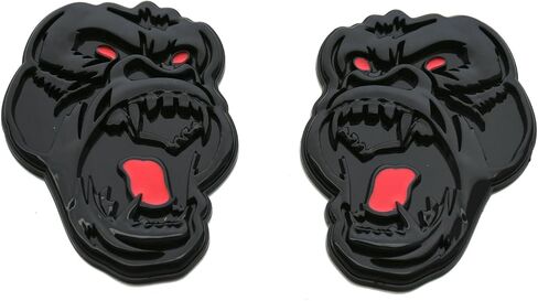 2Pcs Angry Gorilla Ape Emblems 3D Car Truck Motorcycles Side Rear Styling Decal Sticker Gorilla Badge Custom New (Glossy Black) in Kuwait