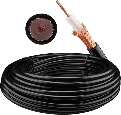 RG213 Coaxial Cable 33Ft/10Meters Low Loss RG213 Coax Cable 50Ohms RG213 Cable Bare Copper Braid Shielding for UHF Connector/Ham/GPS/RF Radio/Antenna and so on in Saudi Arabia