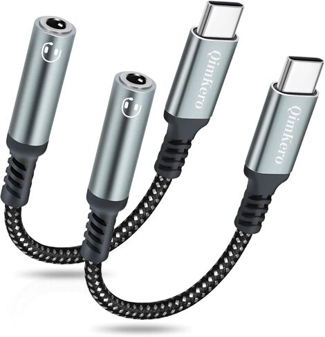 محول مقبس سماعة رأس أنثى USB من النوع C إلى 3.5 ملم (عبوة من قطعتين)، سلك كابل USB C إلى Aux Audio Dongle لهاتف iPhone 15/15 Pro Max/15 Plus/، iPad Pro MacBook Pixel XL Samsung Galaxy S20 S21 S23 S23+ in Kuwait