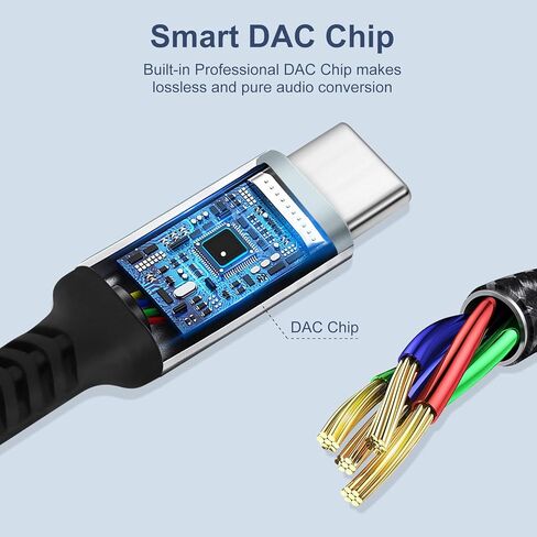 محول مقبس سماعة رأس أنثى USB من النوع C إلى 3.5 ملم (عبوة من قطعتين)، سلك كابل USB C إلى Aux Audio Dongle لهاتف iPhone 15/15 Pro Max/15 Plus/، iPad Pro MacBook Pixel XL Samsung Galaxy S20 S21 S23 S23+ in Kuwait