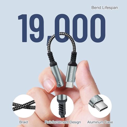 محول مقبس سماعة رأس أنثى USB من النوع C إلى 3.5 ملم (عبوة من قطعتين)، سلك كابل USB C إلى Aux Audio Dongle لهاتف iPhone 15/15 Pro Max/15 Plus/، iPad Pro MacBook Pixel XL Samsung Galaxy S20 S21 S23 S23+ in Kuwait