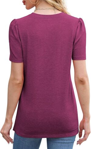 JomeDesign Summer Tops for Women Trendy Short Sleeve Shirts Side Split Loose Casual Tunic Tops in Saudi Arabia
