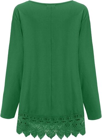 Plus Size Tunic Tops for Women Loose Fit Long Sleeve Cotton Lace Extender Blouse Shirts Dressy for Leggings in Saudi Arabia