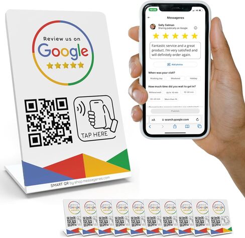 MESSAGENES Review Tap Stand for Google Reviews - 3-Stand - QR & Tap NFC Stand - Review Us on Google Tap Stand - iPhone & Android - Boost My Reviews Stand - Set Up at Home (3 Stands) in Saudi Arabia