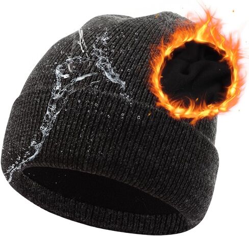 Oversize L/XL/XXL Beanie Hat for Big Heads - Waterproof Merino Wool Blend Beanie Fleece Lined Hat for All-Weather Winter Warm in Saudi Arabia