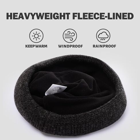 Oversize L/XL/XXL Beanie Hat for Big Heads - Waterproof Merino Wool Blend Beanie Fleece Lined Hat for All-Weather Winter Warm in Saudi Arabia