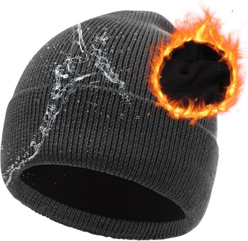 Oversize L/XL/XXL Beanie Hat for Big Heads - Waterproof Merino Wool Blend Beanie Fleece Lined Hat for All-Weather Winter Warm in Saudi Arabia